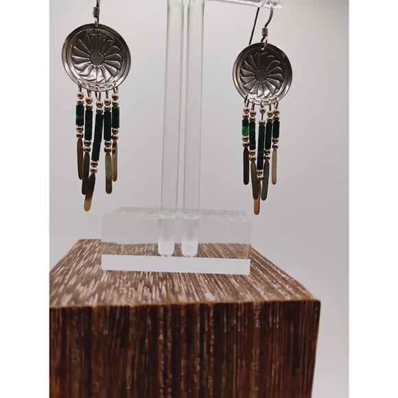 TK Emerson Fan Concho & Malachite Earrings - Picture 1 of 6